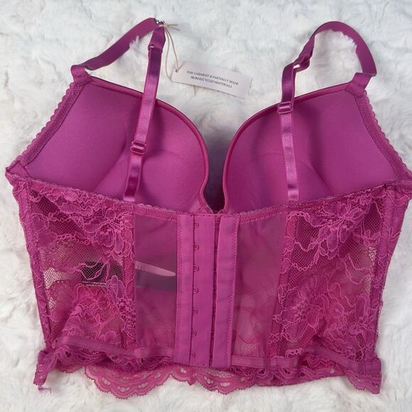 Victoria’s Secret Very Sexy Shine Strap Push-Up Lace Corset Bra Top Pink 34C NWT - Picture 2 of 6